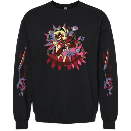 Crewneck Sweatshirt - Moxxie & Millie Halloween Slasher w/Printed Sleeves *LAST CHANCE*