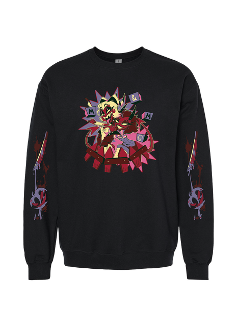 Crewneck Sweatshirt - Moxxie & Millie Halloween Slasher w/Printed Sleeves *LAST CHANCE*