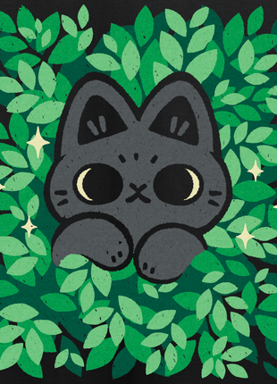 Cute Black Cat Peeking Through Leaves *PRE-ORDER*