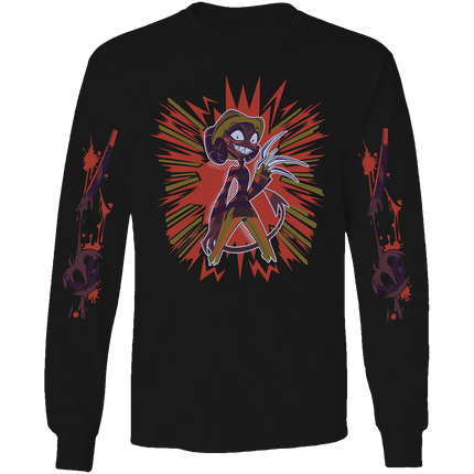 Long Sleeve Shirt - Barbie Wire Halloween Slasher w/Printed Sleeves *LAST CHANCE*