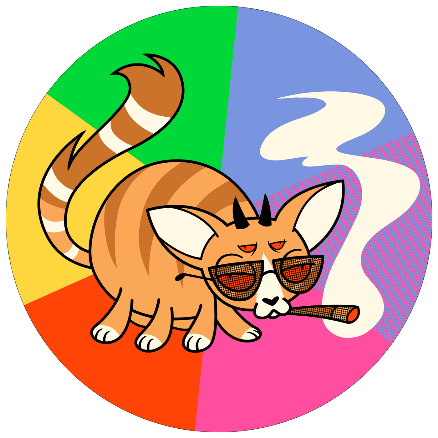 Psycadelic Smoking Cat Sticker *LIMITED STOCK* – Shark Robot