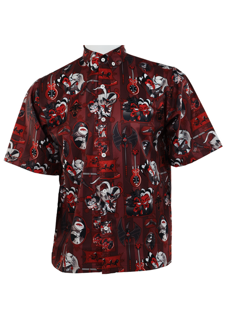 Red Portrait Pattern - Button Up Shirt *FINAL SALE*