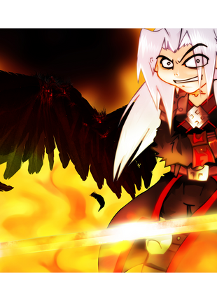 Silver-haired Swordsman - Poster Print