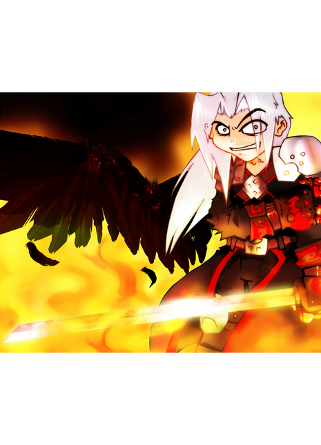 Silver-haired Swordsman - Poster Print