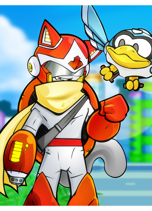 Robot and Bird - Poster Print