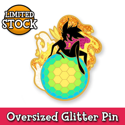 Bee's Ball - Gold + Glitter Oversized Enamel Pin *LIMITED STOCK*