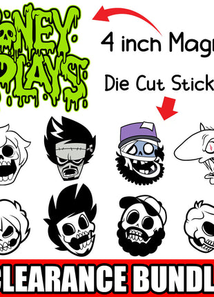 Boney Plays Stickers - Boney + Skulls + Fridge Magnet *CLEARANCE*