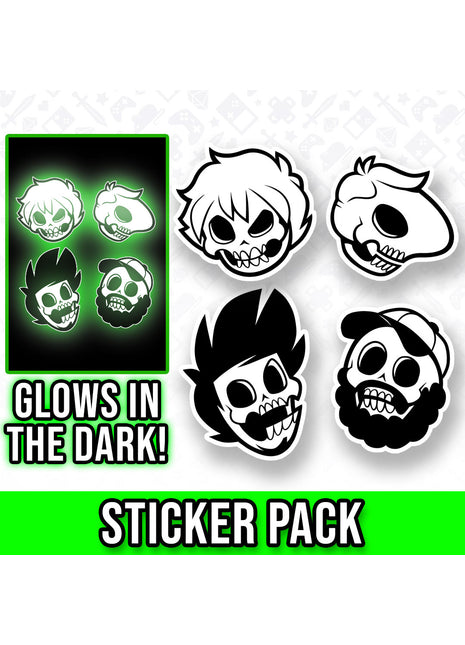 Boney Plays Skulls - GLOW IN THE DARK Sticker Set