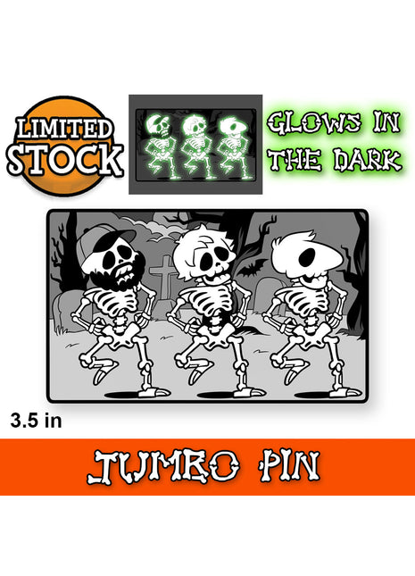 Boney Skeleton Dance - Glow in the Dark JUMBO Enamel Pin *SALE*