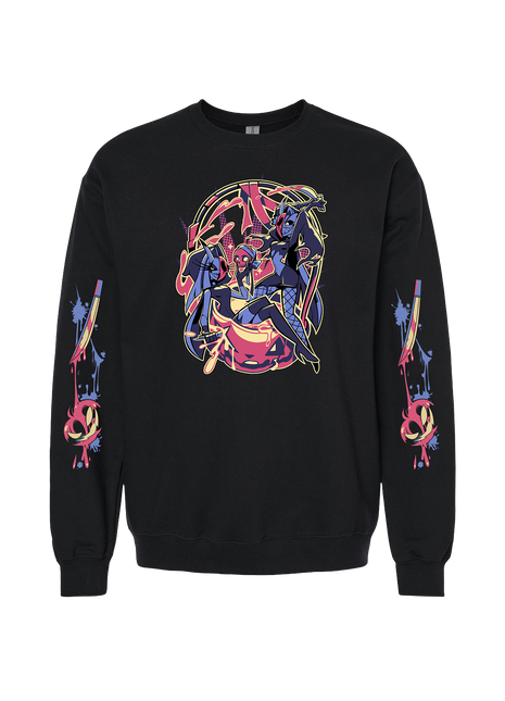 Crewneck Sweatshirt - Glitz & Glam Halloween Slasher w/Printed Sleeves *LAST CHANCE*